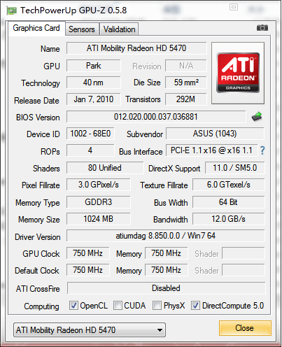 ATI Mobility RadeonTM HD5470