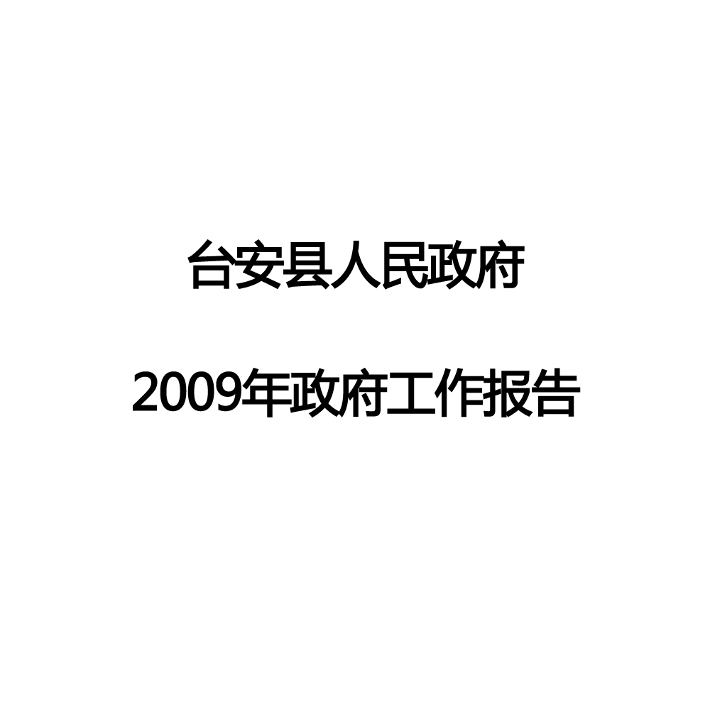 2009年台安縣政府工作報告