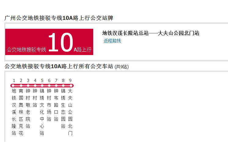 廣州公交捷運接駁專線10A路