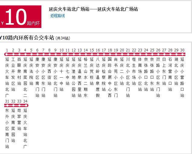 北京公交Y10路