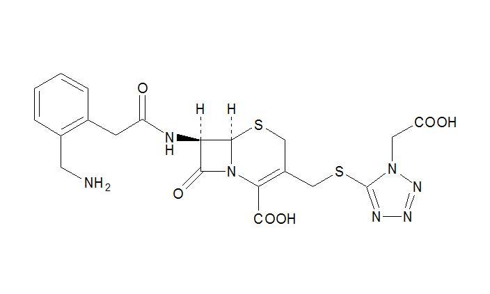 頭孢雷特((6R,7R)-7-[[2-[2-（氨基甲基）苯基]乙醯]氨基]-3-[[1-（羧甲基）四唑-5-基]硫甲基]-8-氧代-5-硫雜-1-氮雜雙環[4.2.0]辛-2-烯-2-羧酸)