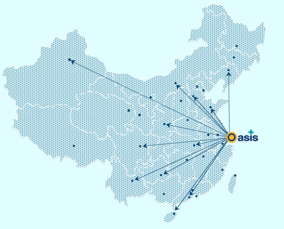 綠洲國際集團旗下醫療機構全國分布圖