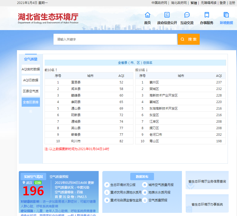 湖北省生態環境廳2020年政府信息公開工作年度報告