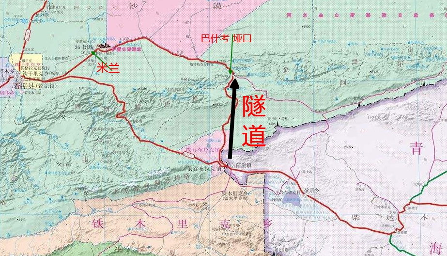 阿爾金山隧道路線示意圖