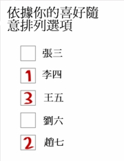 典型的排序投票制里投票者依照喜好排列選項