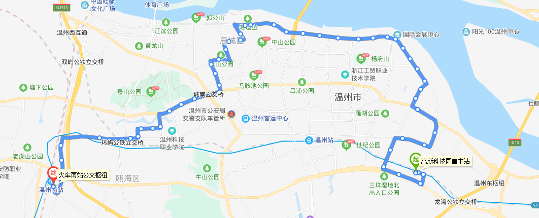 溫州公交b108路線路圖