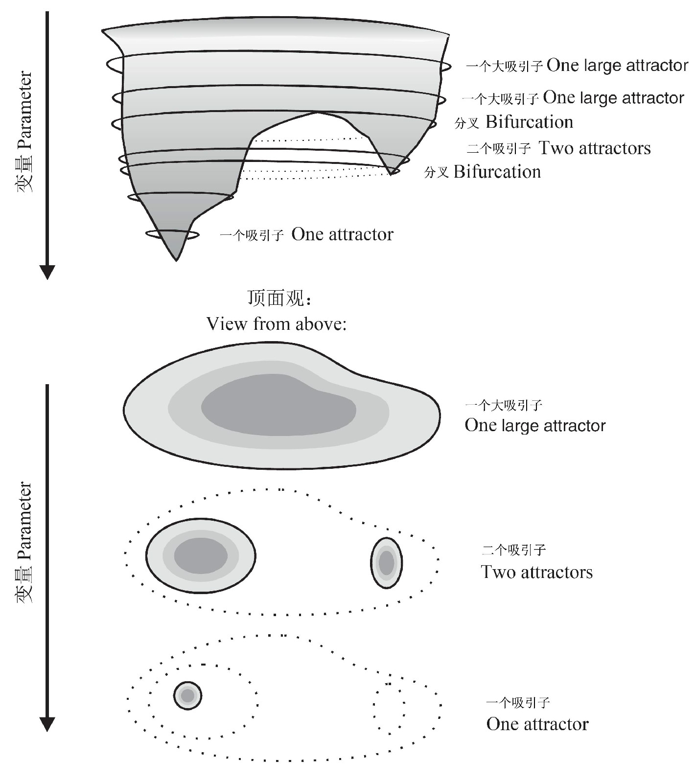 圖5 吸引子的定性變化