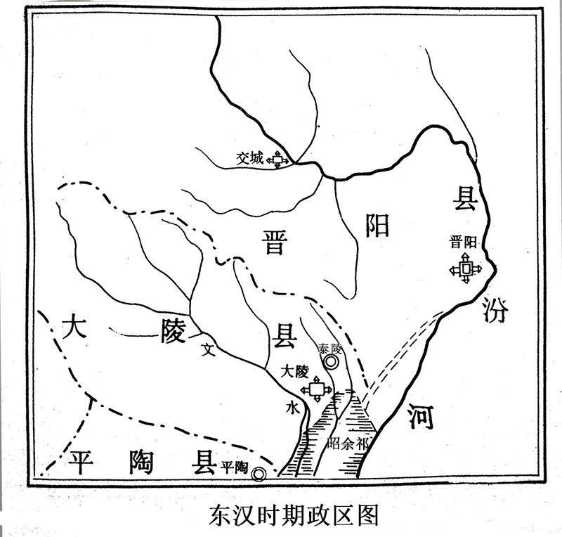 大陵城疆域圖（《交城縣誌》記載）