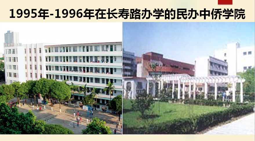 1995年-1996年在長壽路辦學的民辦中僑學院