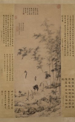 明邊景昭、王紱竹鶴雙清圖