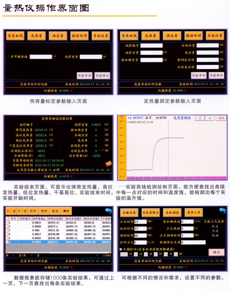 ZDHW-8000觸控螢幕全自動量熱儀操作界面