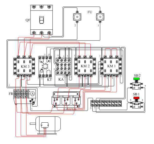 電動機自耦降壓起動（自動控制）接線示意圖