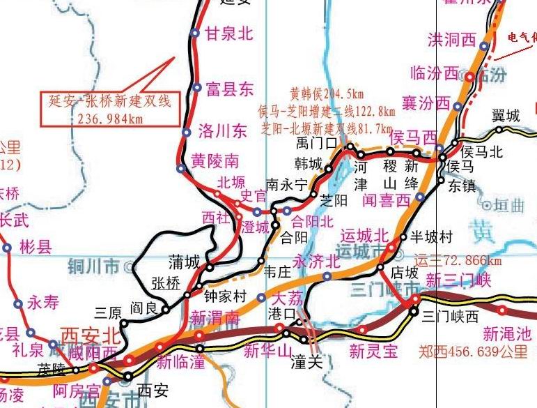 黃韓侯鐵路建設示意圖