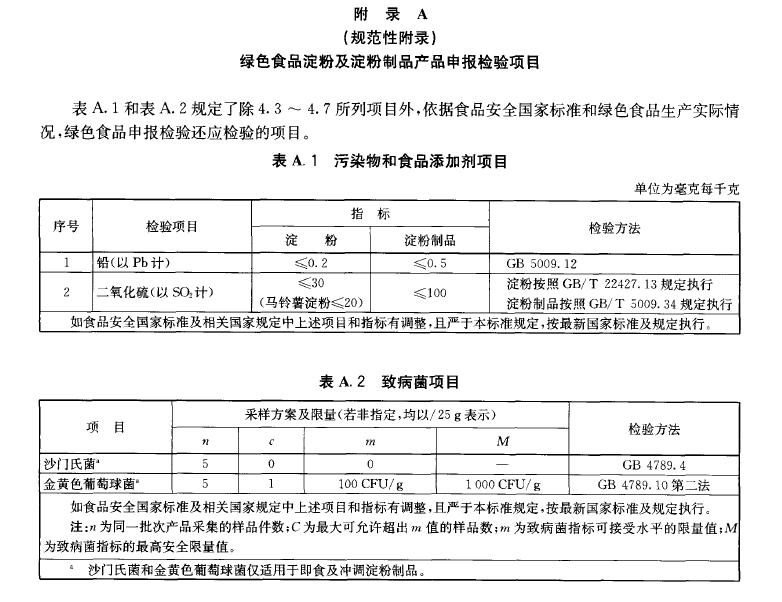 綠色食品：澱粉及澱粉製品