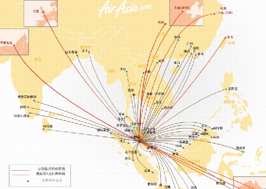 廉價航空公司全球分布圖