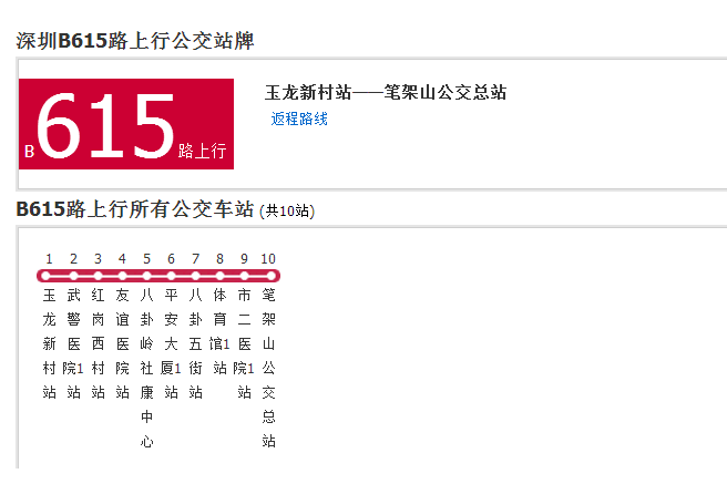 深圳公交B615路