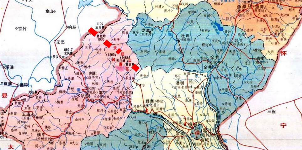 天柱山地理位置及走向範圍