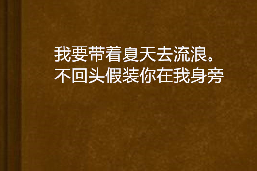 我要帶著夏天去流浪。不回頭假裝你在我身旁