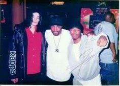 Michael Jackson（左一）和Teddy Riley（左二）