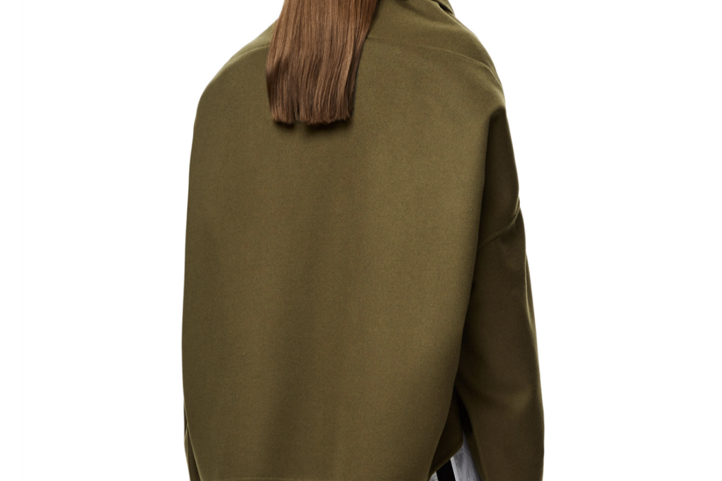 Cropped oversize jacket in wool and cashmere