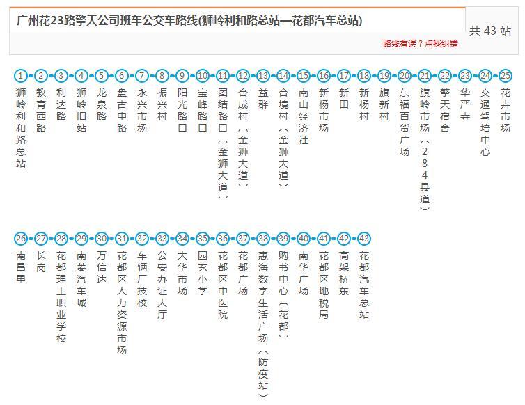 廣州公交花23路擎天宿舍班車