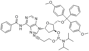 5\x27-O-（4,4\x27-二甲氧基三苯基）-N6-苯甲醯基-2\x27-脫氧腺苷-3\x27-（2-氰乙基-N,N-二異丙基）亞磷醯胺