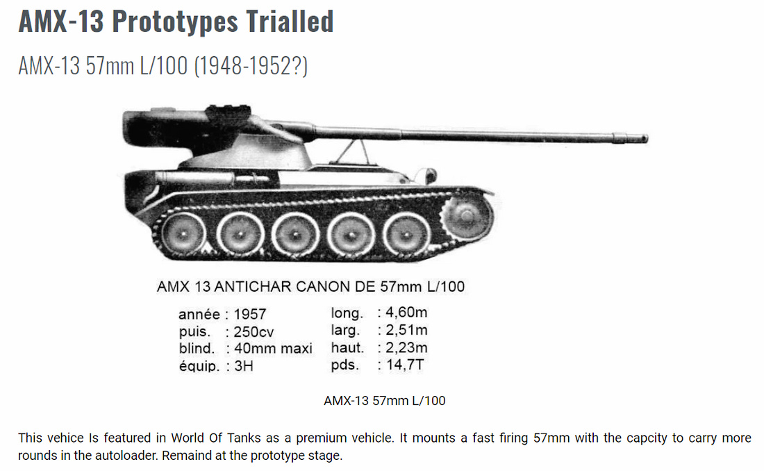 AMX-13-57輕型坦克樣車數據