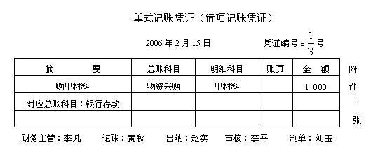 借項記賬憑證