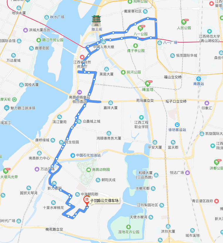 南昌830路公交線路圖