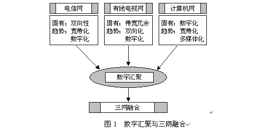 圖1  數字彙聚與三網融合