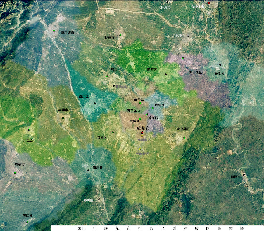 成都市行政區劃影像圖
