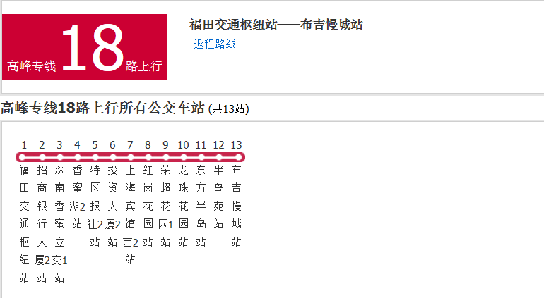 深圳公交高峰專線18路