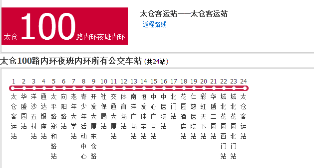 蘇州公交太倉100路內環夜班