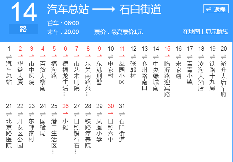 日照公交14路