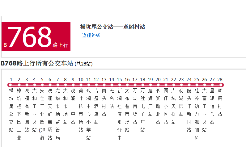 深圳公交B768路