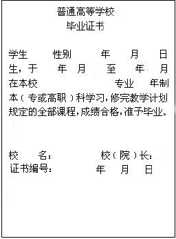 普通高等學校本、專科畢業證書﹝內容﹞