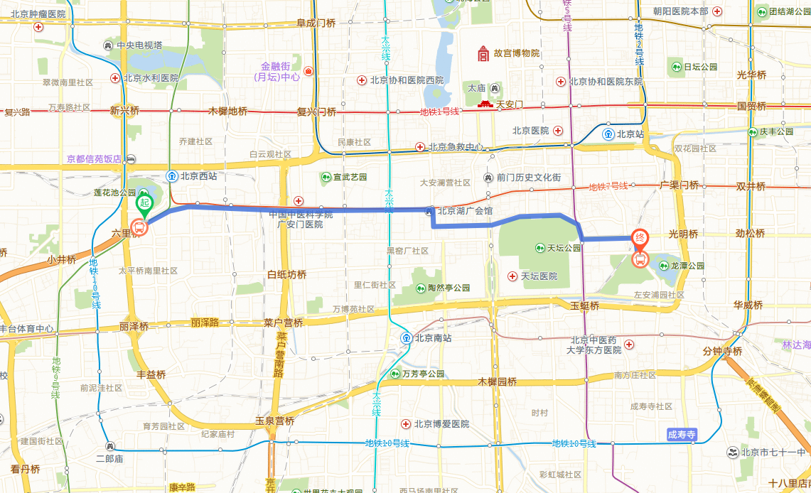 北京公交6路線路走向圖