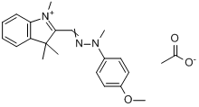 2-[[（4-甲氧基苯基）甲基亞肼基]甲基]-1,3,3-三甲基-3H-吲哚翁乙酸鹽