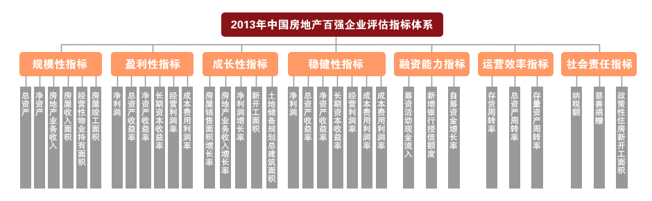 2013中國房地產百強企業評價指標體系