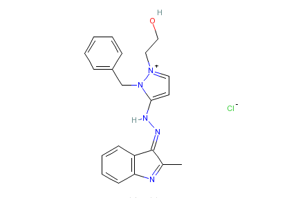 1-（2-羥乙基）-3-[（2-甲基-1H-吲哚-3-基）偶氮]-2-（苯基甲基）-1H-吡唑鎓氯化物