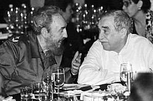 2003年古巴雪茄節晚宴上與卡斯楚交談