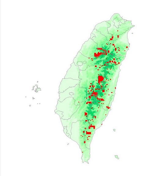 台灣鬣羚分布圖