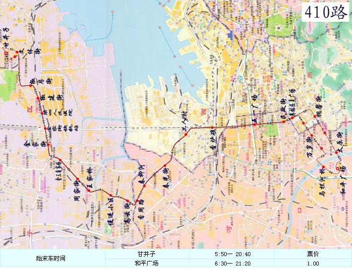 大連公交410路線路走向