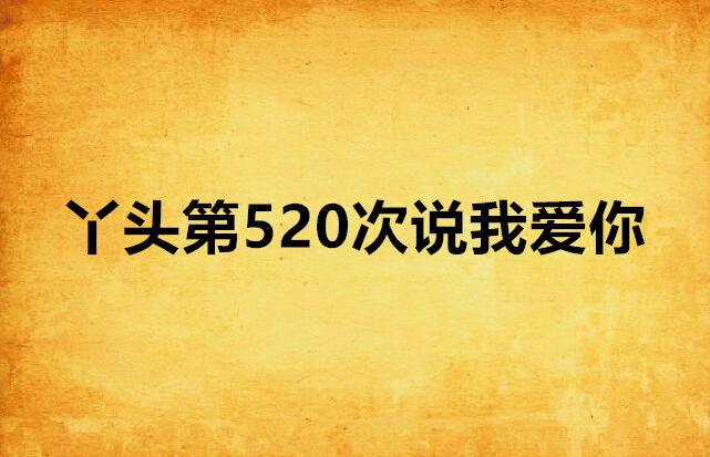 丫頭第520次說我愛你