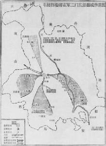 韋拔群指揮農軍三打東蘭縣城示意圖