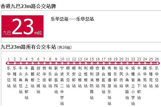 香港公交九巴23m路