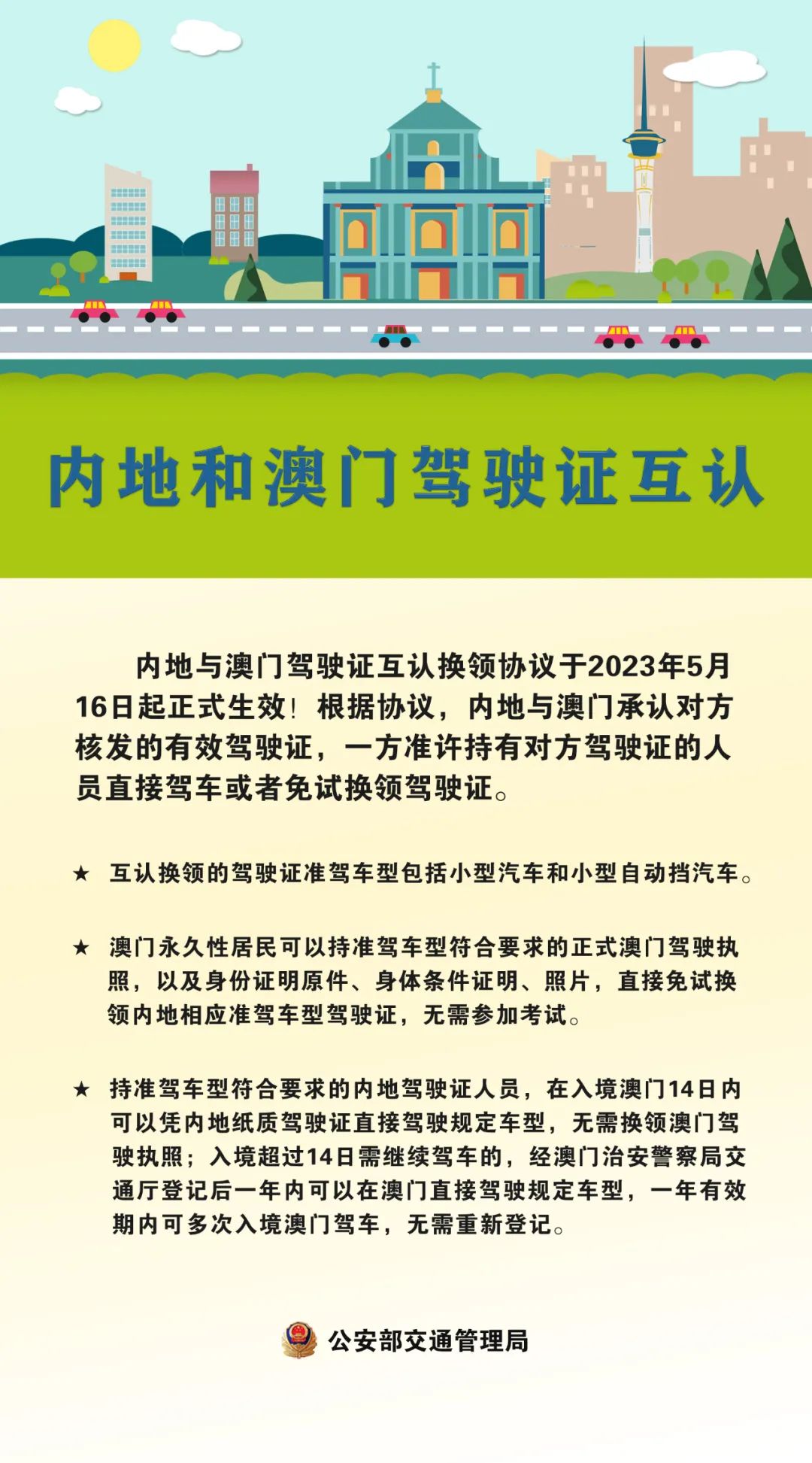 內地與澳門關於互認換領機動車駕駛證的協定