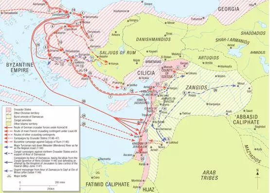 第二次十字軍東征的路線
