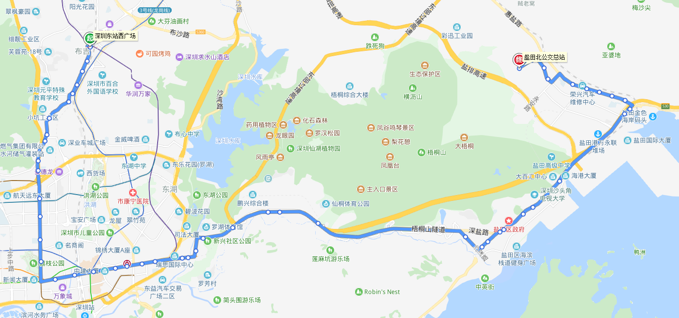 深圳公交85路下行線路走向圖