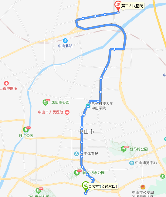 中山公交042路線路圖